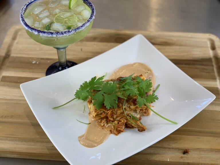 Red Crab Enchilada with a margarita