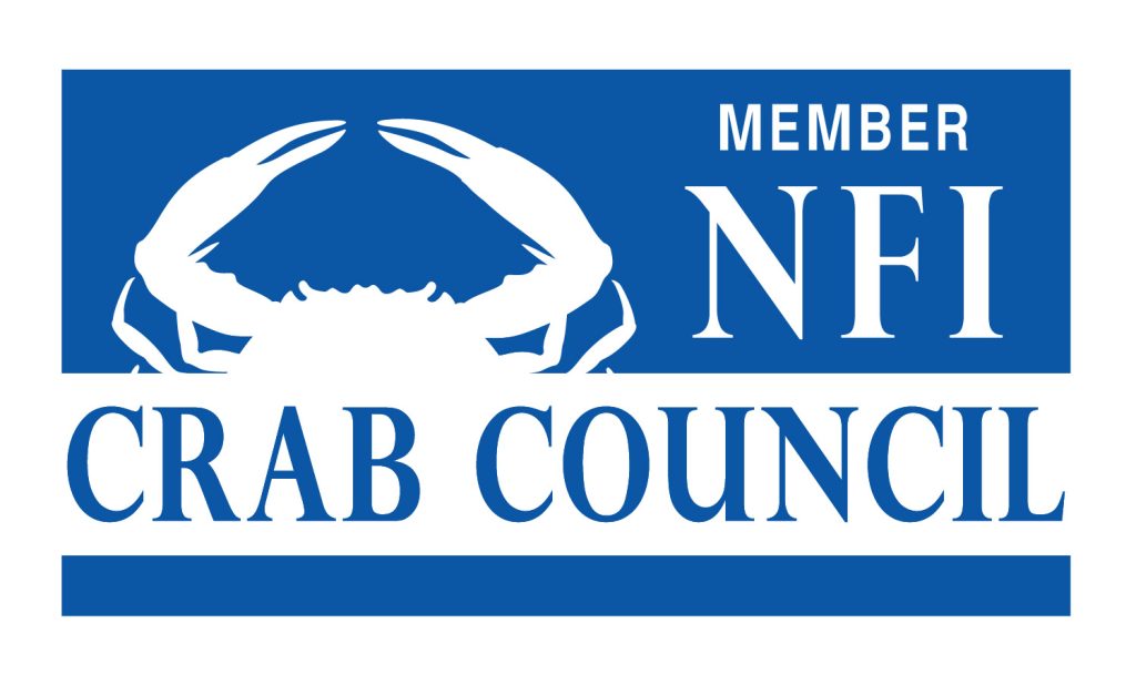 NFI Crab Council Member logo with a white crab illustration on a blue background.