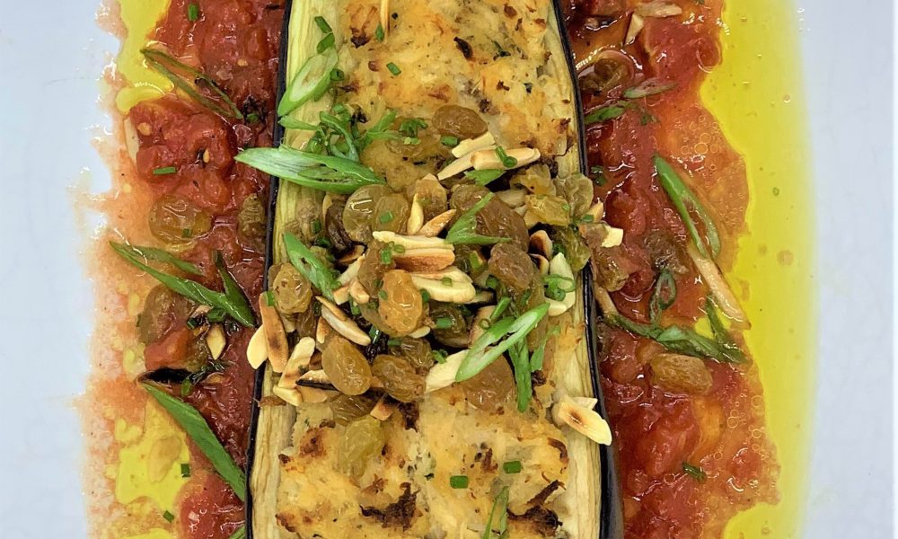 Crab Cake Stuffed Eggplant